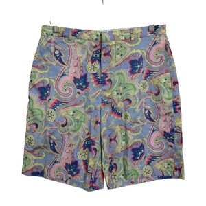 Ralph Lauren Golf Womens Paisley Bermuda Shorts Size 12 Pockets Colorful